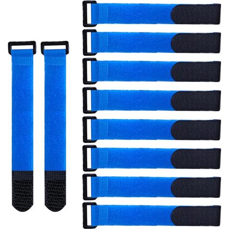 20 Pièces X 2 cm Nylon Serre-Câbles, Sangles de Câbles Réutilisables, Attaches Câble Réglables à Crochet et Boucle (Bleu) - (1/5)
