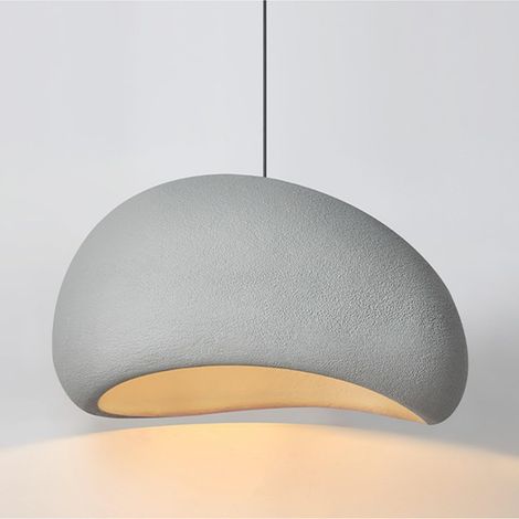 Suspension Luminaire Créative Lustre Nordique Abat-jour en Pierre Simulée Lampe Suspendue E27 Éclairage de Plafond Réglable Luminaire Plafonnier pour Chambre Salle à Manger Salon, Gris (1/5)