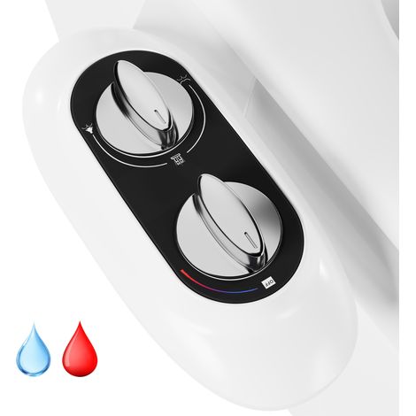 Bidet WC ultra-fin 3-en-1 non électrique - Double buse auto-nettoyante (arrière + hygiène féminine) - Eau chaude/froide réglable - Pose facile (T + flexible inox) (1/5)