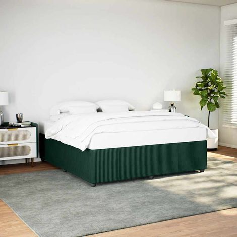 Cadre de lit 180 x 200 cm avec sommier à lattes en velours vert foncé, sans matelas - PANGIVO (1/5)
