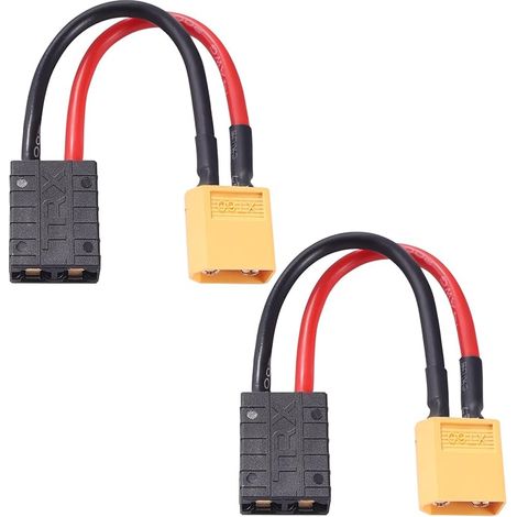 2 Pièces Compatible avec Traxxas à XT60 Adaptateur, XT60 Mâle à Compatible avec TRX Femelle Adaptateur, avec Fil de Silicium 10cm 14AWG, pour Batterie LiPo RC