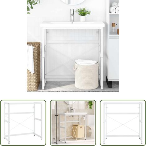 Support de lavabo - Cadre de lavabo de salle de bain Blanc 79x38x83 cm Fer (1/5)