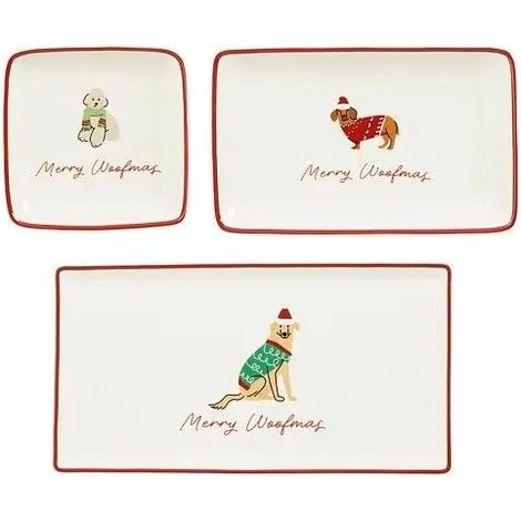 Set aus 3 Servierplatten mit Weihnachtsdoggen, 31,5 x 17 x 2 cm (1/2)
