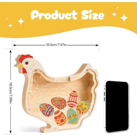 Nouvelle tirelire en bois en forme de cochon pour Pâques - Décoration de bureau mignonne en forme de cochon - Poule -