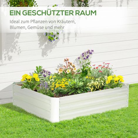 Bac de culture surélevé en acier, jardinière empilable à double paroi, plate-bande sur pieds 120x90x30 cm pour potager, balcon, terrasse