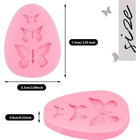 Set di 2 stampi in silicone a forma di farfalla, mini stampi per torte in pasta di zucchero e cupcake. (1/5)
