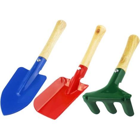 Outils de Jardin pour Enfants, 3pcs Kids Gardening Set Mini Metal Rake Rake Trowel Set Kids Beach Sandbox Sandbox Jouet 3pcs Gardening for Kids (1/5)