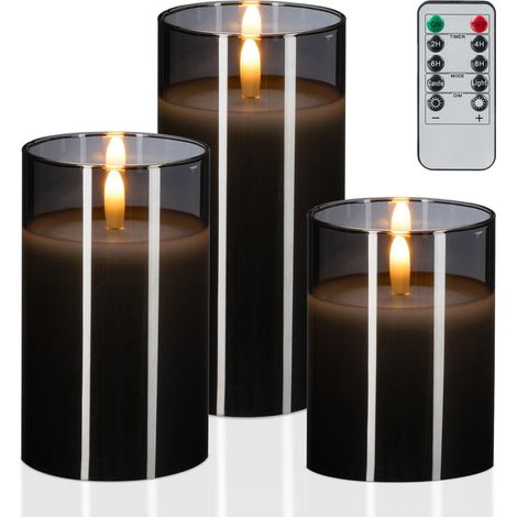 Flammenloses LED-Kerzen-Set mit Fernbedienung, Echtwachs