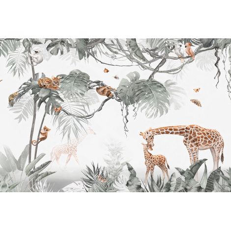 Kinderfototapete Safari Dschungel Tropen Tiere Giraffen DWK433 200x135 (1/5)