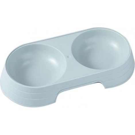 Bol double pour animaux de compagnie, distributeur de nourriture durable pour chat et petits animaux d'intérieur, plat solide couleur unie nouveau style, accessoire pour animaux domestiques (1/5)