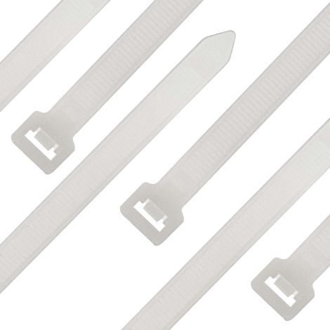 Lot de 100 serre-câbles - Blanc/naturel - 550 x 7,6 mm - Indéchirable jusqu'à 58,9 kg - Nylon PA6.6 - Auto-bloquants - Lot de serre-câbles pour la gestion des câbles, la maison, l'atelier (1/3)
