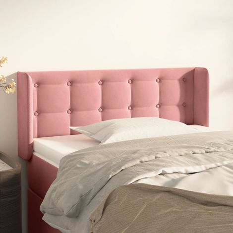Tête de lit avec oreilles Armoire de tête de lit Rose 93x16x78/88 cm Velours 25932 (1/5)