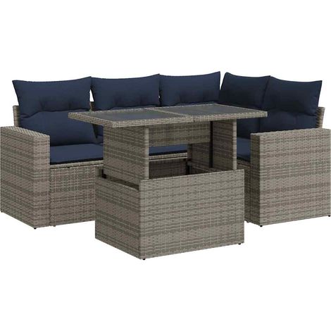 Maison Exclusive - 5-tlg. Garten-Sofagarnitur mit Kissen Grau Pol
