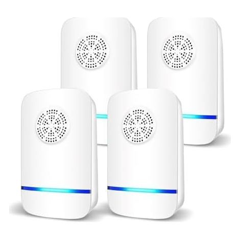 Ultraschall-Mäuseabwehrgerät, 4er-Pack, Anti-Ratten, geräuschlos, ungiftig, wirksam gegen Mäuse und Ratten, strahlungsfrei, Ultraschall-Nagetierabwehrgerät, 4er-Pack, weiß (1/5)