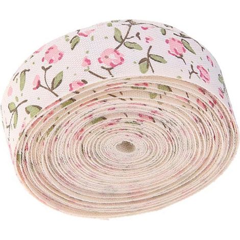 Bedrucktes kleines Blumenband zum Selbermachen von Haarschleifen (rosa) (1/5)