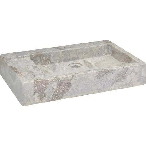 Lavabo de salle d'eau vasque à poser de toilette lave-mains de salle de bain lavabo de salle d'eau maison intérieur 58 cm marbre gris (1/5)