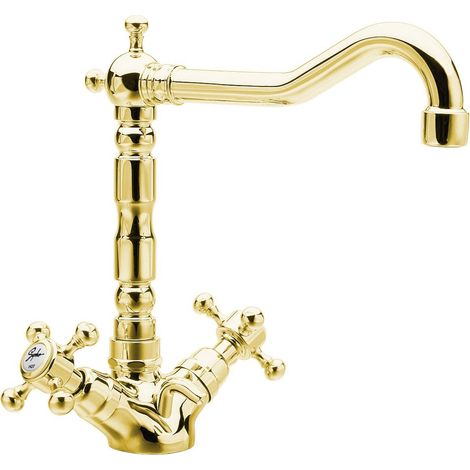 ANTEA Mitigeur de lavabo avec vidage et bec rétro, doré