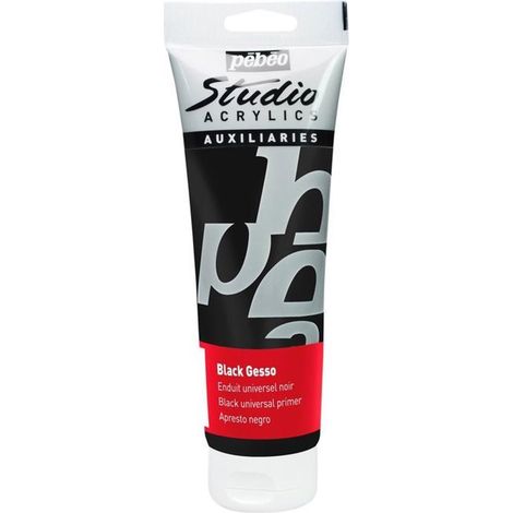 Gesso - Pébéo - Noir - 250 ml - Mat - Apprêt pour peinture