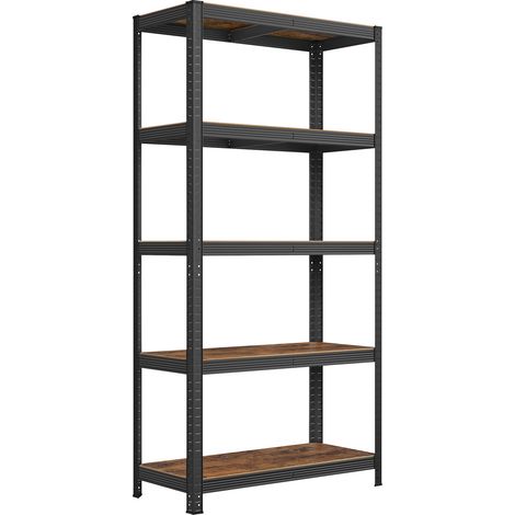 Songmics – Rayonnage étagère 5 niveaux 180 x 90 x 40 cm – Charge 875 kg – Structure acier renforcé – Panneaux aggloméré marron rustique (1/5)