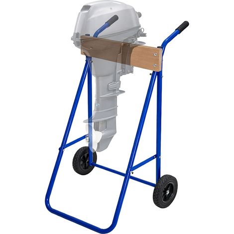 Relaxdays Outboard Motor Stand, Storage & Transport, Long-Shaft up to 100 kg, Steel Holder, Blue