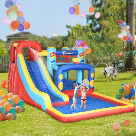 3 8 ans Multicolore souffleur glissade piscine sac transport trampoline 435x245x200 cm