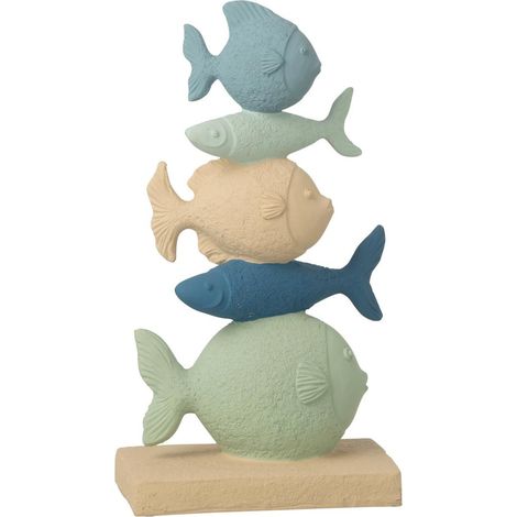Statuette Pyramide de Poissons "Océan" 32cm Multicolore (1/3)