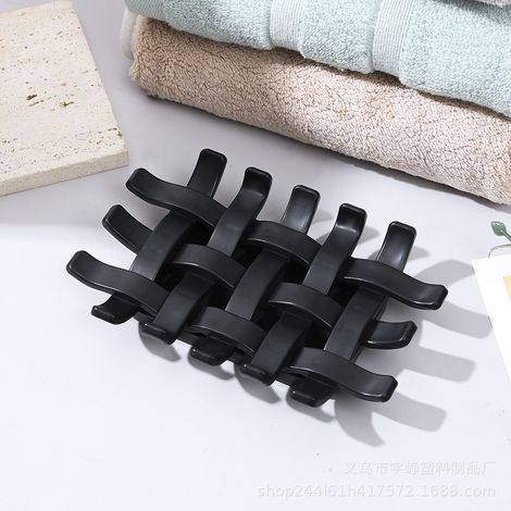 Funktionale, zweiteilige, doppelwandige Seifenschale mit Ablaufschlauch, bohrfreie Montage, ideal für Badezimmer, elegantes Design passend zu jeder Einrichtung, praktische Seifenschale – Schwarz