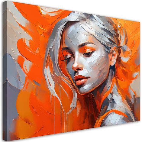 Tableau déco Femme glamour orange 100x70 (1/5)