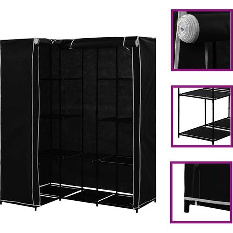 Eckkleiderschrank Schwarz 130 x 87 x 169 cm