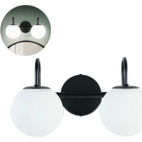 Applique murale LED double tête, abat-jour en verre, douille G9, lampe de chevet, lampe de lecture, éclairage pour miroir de salle de bain (1/5)