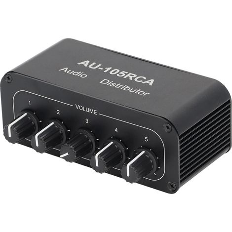 Bi Directional Audio Switcher High Fidelity 5 Way Audio Switch Splitter for Multimedia Conference Room