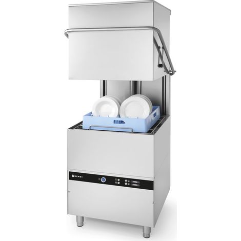 Lave-vaisselle à capot professionnel 50x50 - commande électronique 400V/8600W - Hendi