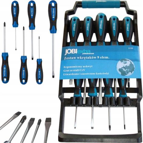 Juego de destornilladores magnéticos Jobi X1209, colgador de pared, 9 piezas (1/5)
