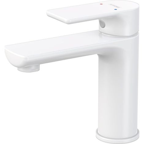 1 Mitigeur Lavabo Laiton Blanc Mat, Valve Céramique, Aérateur Anti-éclaboussure, Salle de Bain (1/5)