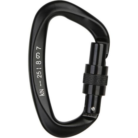 Mousqueton en aluminium en forme de D, crochet de verrouillage noir pour escalade et alpinisme, lot de pièces détachées. (1/5)