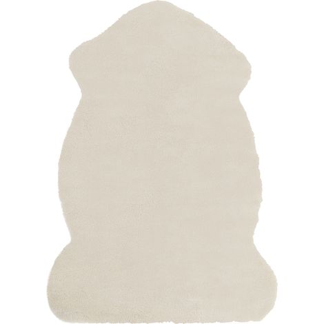 Alfombra de poliéster beige imitación piel conejo 60 x 90 cm sala de estar dormitorio moderno Undara