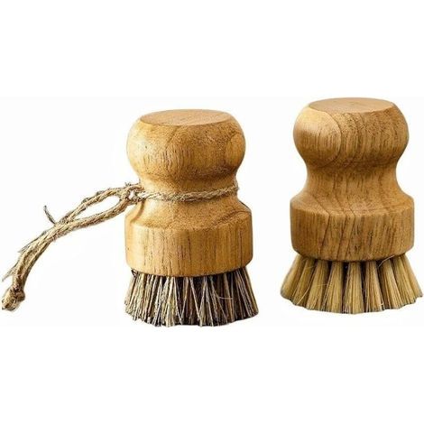 2-Piece Brush Set, Wooden Handle, Sisal and Coconut Bristles, Kitchen and Bathroom (1/5)