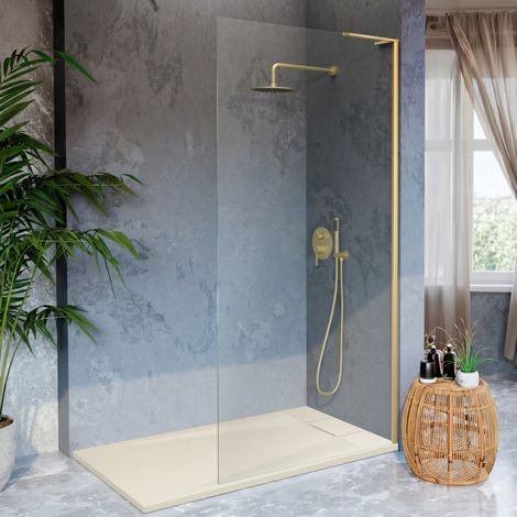 Paroi de douche fixe FRESH FREE or brossé 70 cm droite