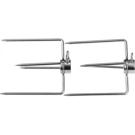 Pinze da barbecue per girarrosto, forchette per grigliare, per grigliare la carne, in acciaio inox, 12,5 x 7 cm, argento (1/5)