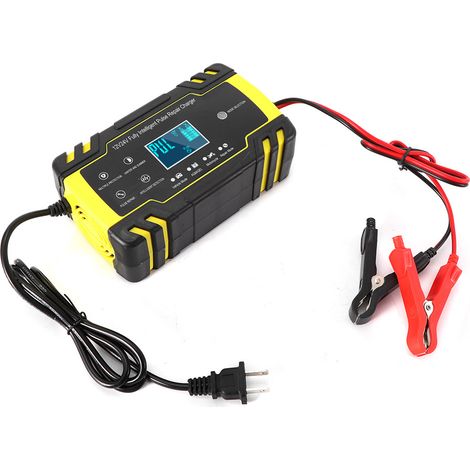 Chargeur automatique pour batteries de voiture et de moto, charge rapide intelligente, écran LCD, prise standard américaine, 100-240 V (1/5)
