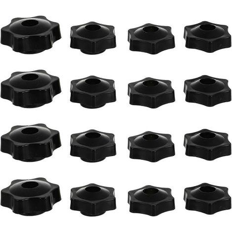 Satz mit 16 Torx-Muttern, Gewinde M5 und M8, Durchgangsbohrung. – 3,5 x 3,5 cm – Schwarz (1/4)