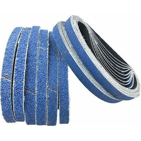 Lot de 16 bandes abrasives 13 x 457 mm – Corindon zirconium – Assortiment grains 40/60/80/120 – Pour ponçage aluminium et métaux (1/5)