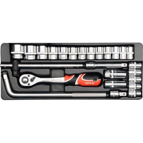 Yato YT-12671 Jeu de douilles 25 pièces acier argent (1/3)
