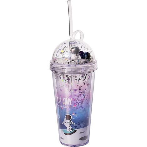 Mug isotherme avec paille et couvercle étanche, mug à double paroi pour astronaute, mug de voyage, mug à café glacé, mug pour boisson froide. (1/5)