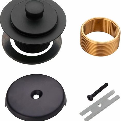 Kit de bouchon de vidange chromé pour baignoire, installation facile, noir mat (1/4)