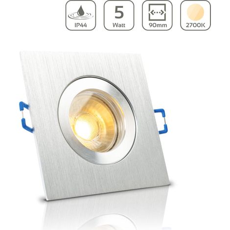 Einbauspot IP44 eckig - Farbe: Alu-gebürstet - LED Leuchtmittel: GU10 5W warmweiß (1/5)