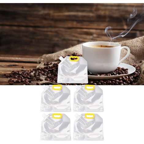 Set mit 5 transparenten Aufbewahrungsbeuteln für Getreide und Körner, freistehende Beutel mit großem Durchmesser und Ausgießer für Haushaltslebensmittel, wiederverschließbare Kaffeebeutel, 1,8 kg Aufb (1/5)