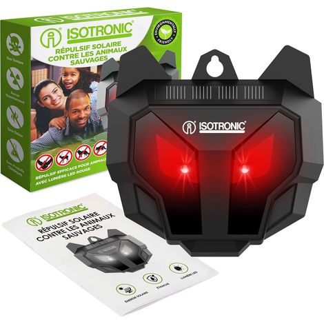 Répulsif Solaire ratons laveurs, Cerfs, Renards et sangliers - Protection Animaux Sauvages avec LED Rouge - Dissuasion Efficace portée 40 m² - 1 unité pour Jardin et extérieur - Sécurisé (1/5)