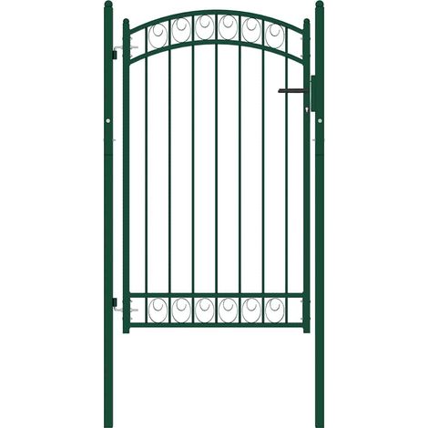 vidaXL Puerta de valla EMMEN con arco superior de acero, 100x106 cm, verde (1/2)