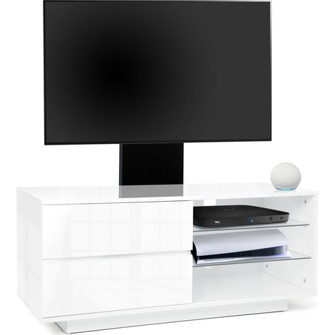 Homeology Gallus Gloss White with 2- Drawers and 3-Sheves 32"-55" LED/ LCD/ Plasma Cabinet TV Stand with Mounting Arm (1/3)